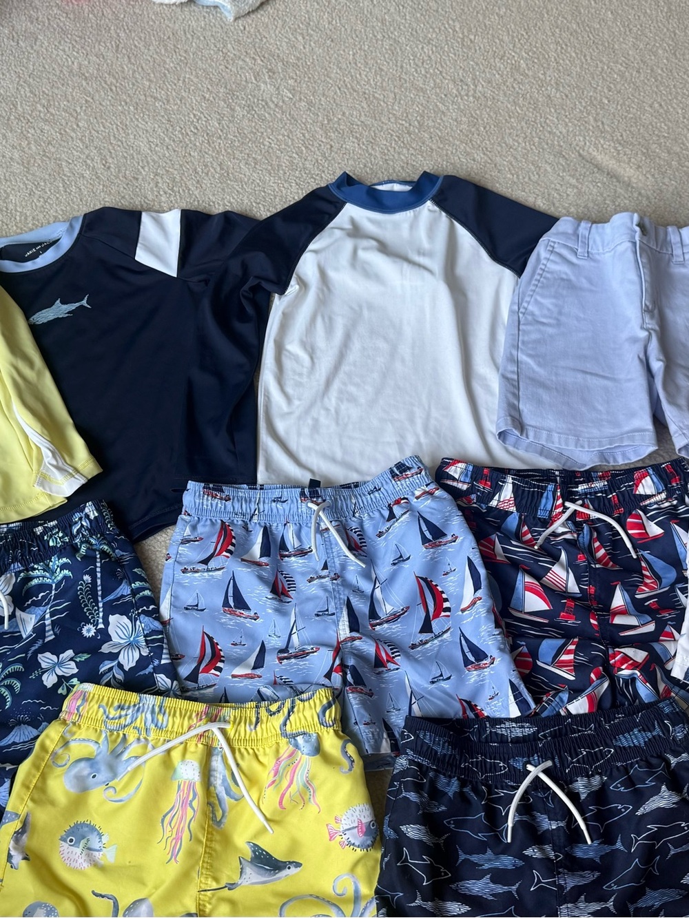 Janie and Jack Boys Mix & Match Swim Set - Navy, Light Blue, Yellow, White